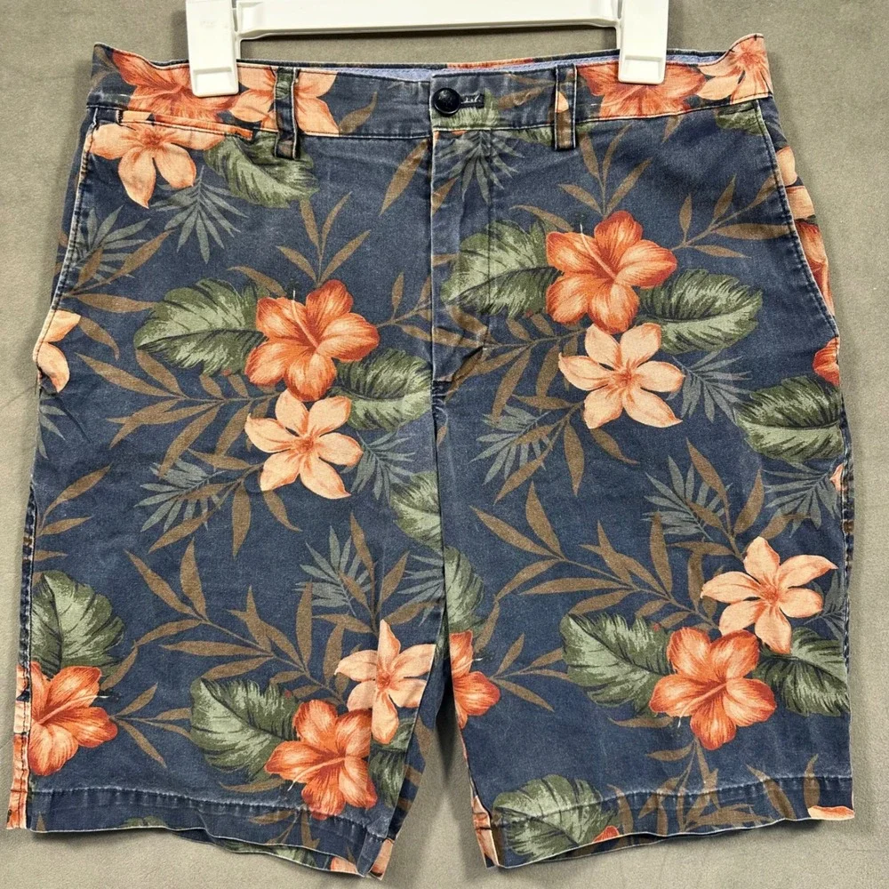 Banana Republic Shorts Mens 34 Blue Floral Tropical Hibiscus Cotton‎ Excellent